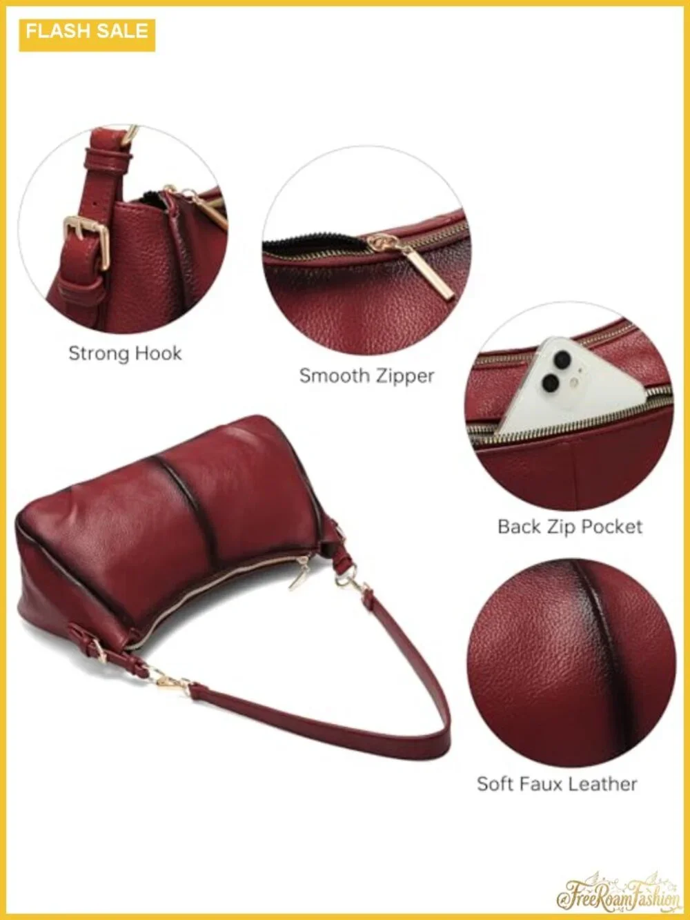 Vintage Soft Faux Leather Hobo Shoulder Bag Satchel Purse